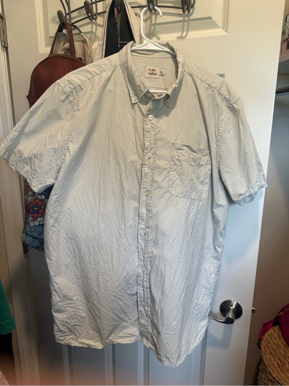 Flint and tinder Short‑Sleeve Button‑Down Shirt in Light Blue